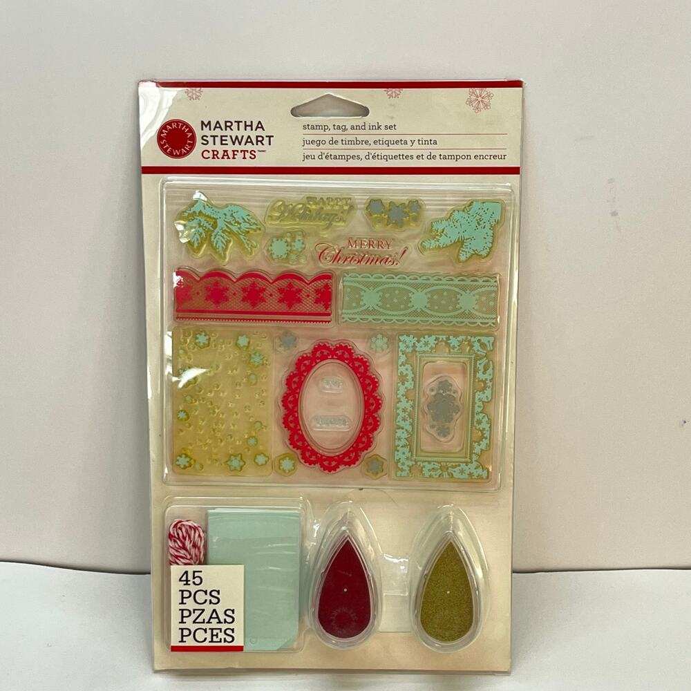 martha‎ stewart crafts christmas tag and stamp set 45 pcs